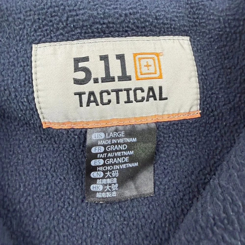 5.11 Tactical Full Zip Fleece Jacket Mens Large Navy Blue Nylon Overlay Utility